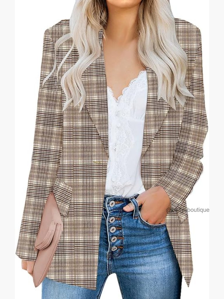 Long Sleeve Lapel Button Slim Work Blazer Jacket Casual Office Wear